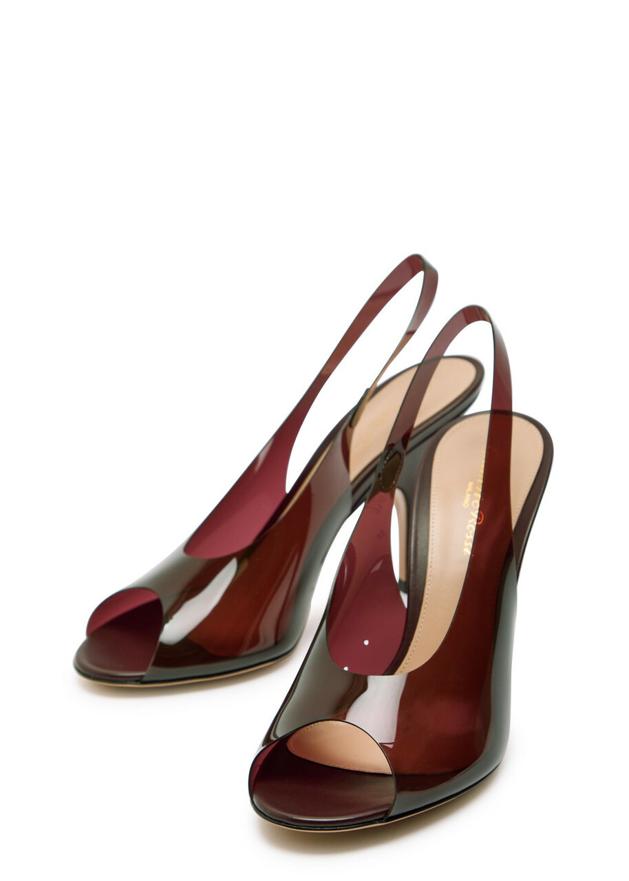 Gianvito Rossi Peep-toe Pvc and Leather Slingback Sandals Brown
