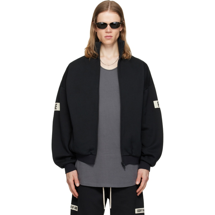 Photo: Fear of God ESSENTIALS Black Logo Patch Track Jacket
