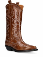 GANNI 40mm Mid Shaft Embroidered Leather Boots