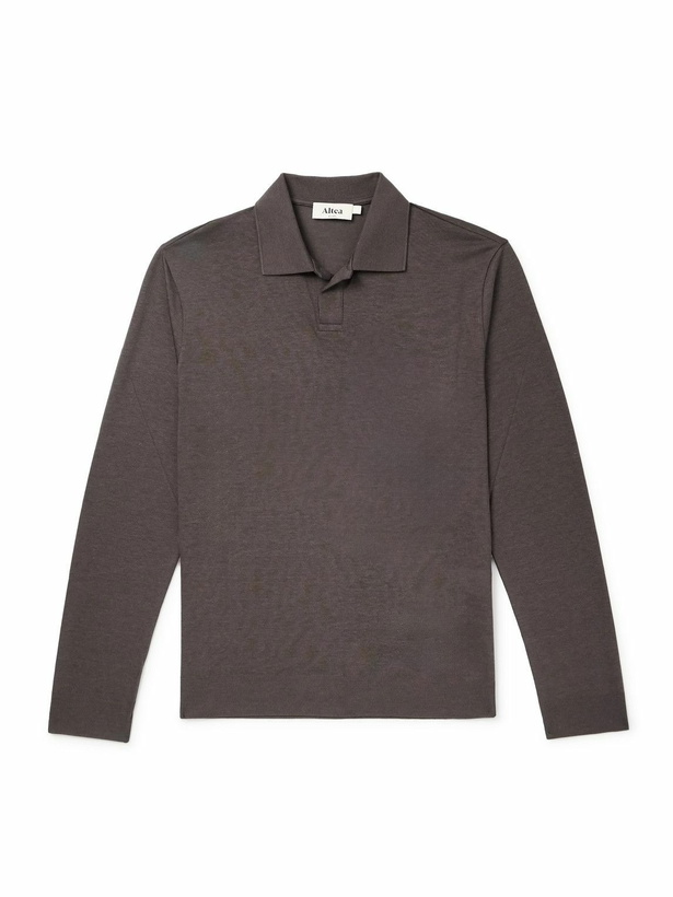 Photo: Altea - Pierre Lyocell and Cotton-Blend Jersey Polo Shirt - Brown