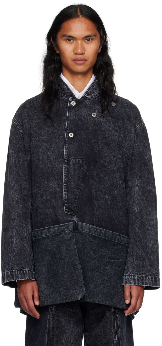 T/SEHNE Black Acid Wash Denim Jacket