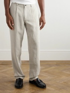 De Bonne Facture - Wide-Leg Pleated Linen and Wool-Blend Trousers - Neutrals