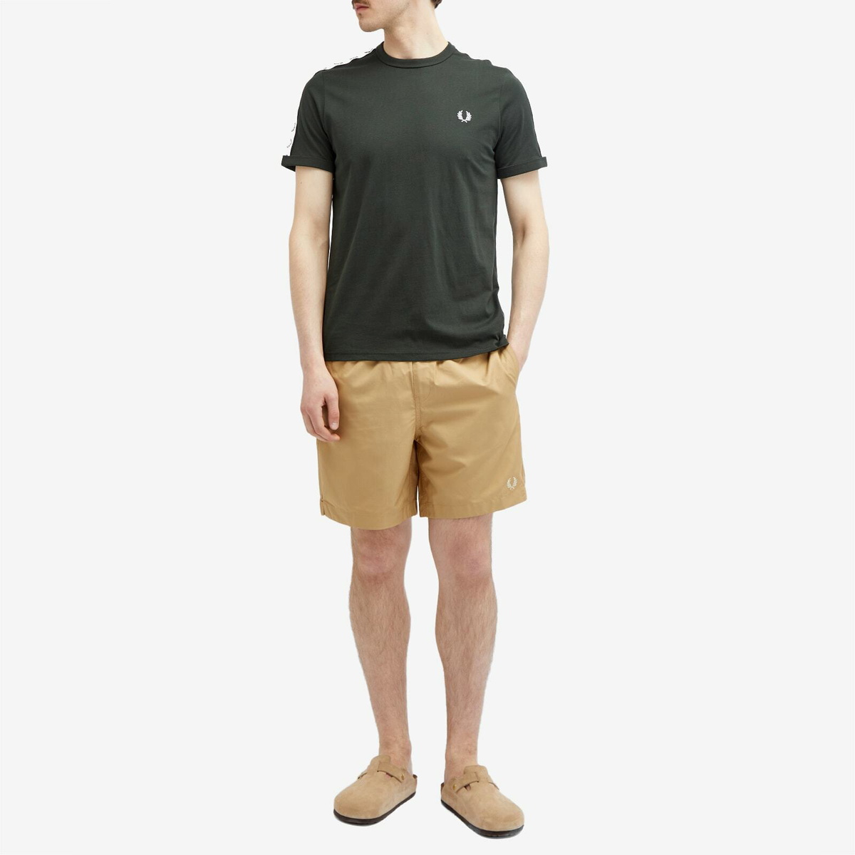 Fred Perry Men's Classic Swim Shorts in Warm Stone Fred Perry