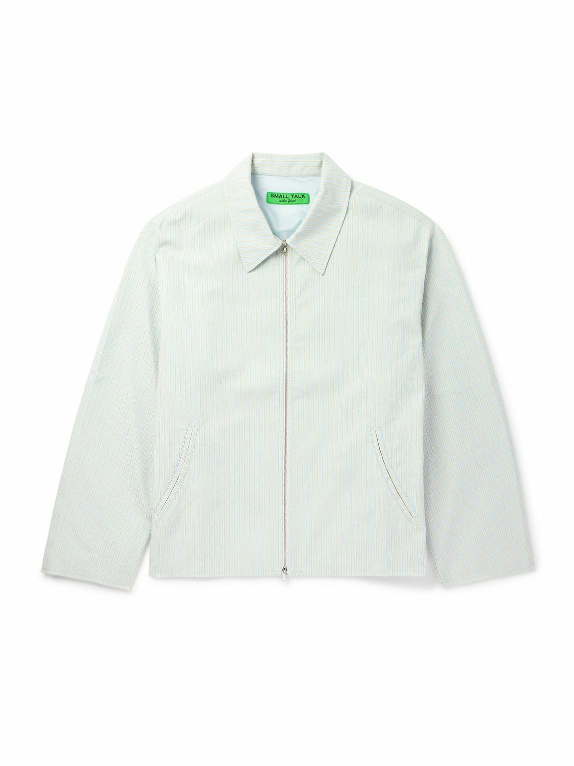 Small Talk - Striped Cotton Jacket - Green