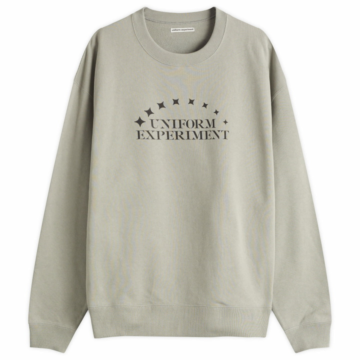 Photo: Uniform Experiment Men's Stencil Logo Sweatshirt in Light Gray