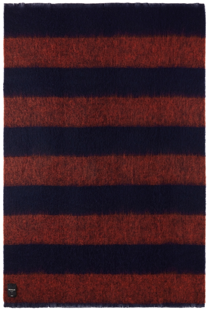 HAY Red & Navy Striped Mohair Blanket HAY