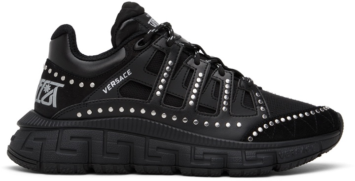 Photo: Versace Black Studded Trigreca Sneakers