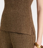 Tom Ford Ribbed-knit lamé tank top