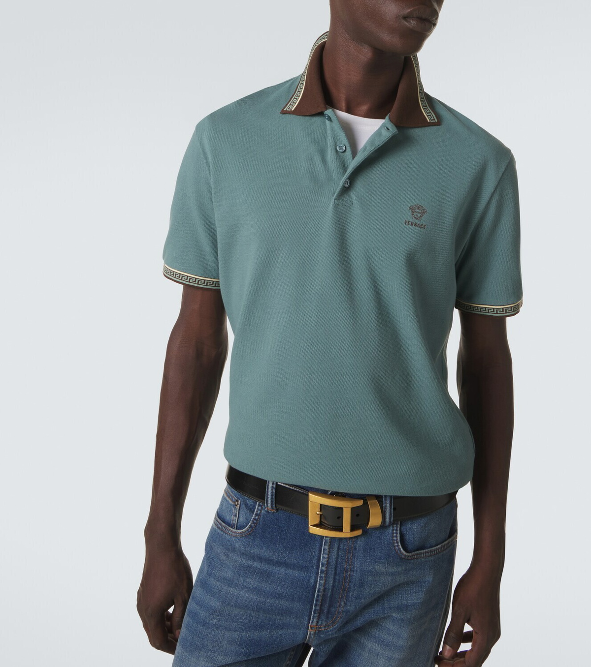 Versace Greca cotton piqué polo shirt