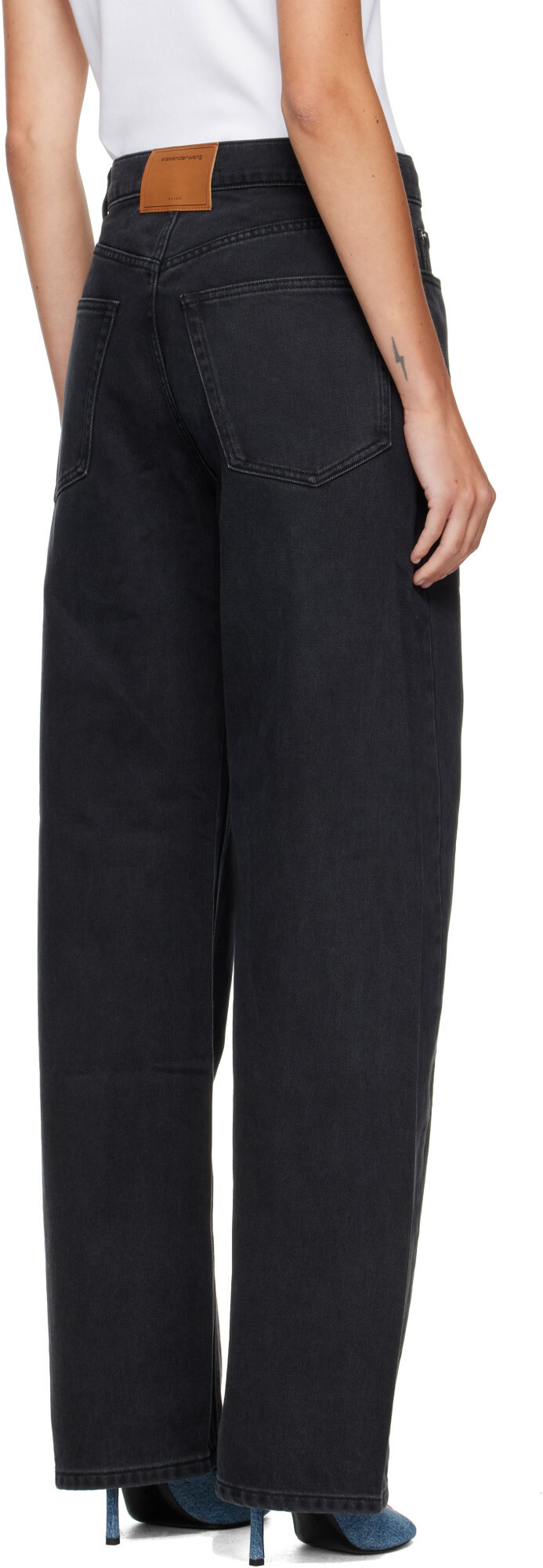 Alexander Wang Black Float Hotfix Logo Fly Jeans