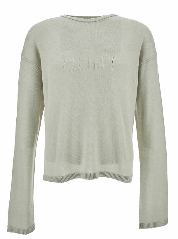 Photo: Rick Owens Grey Long Sleeve Top With Cunt Writing In Wool Man