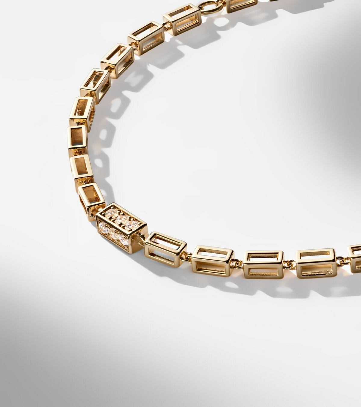 Suzanne Kalan Block-Chain 18kt gold bracelet with diamonds