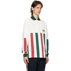 Gucci White Web Striped Long Sleeve Polo