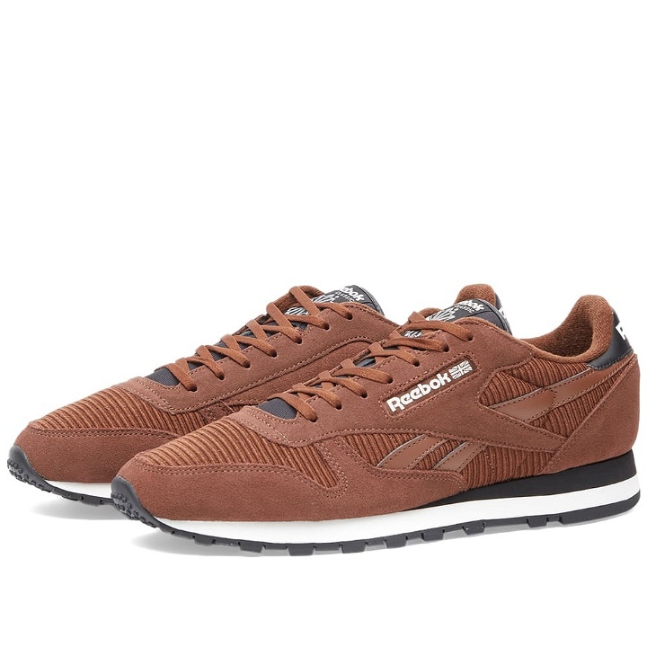 Photo: Reebok Men's Classic Leather Cord Sneakers in Brush Brown/Core Black/Chalk