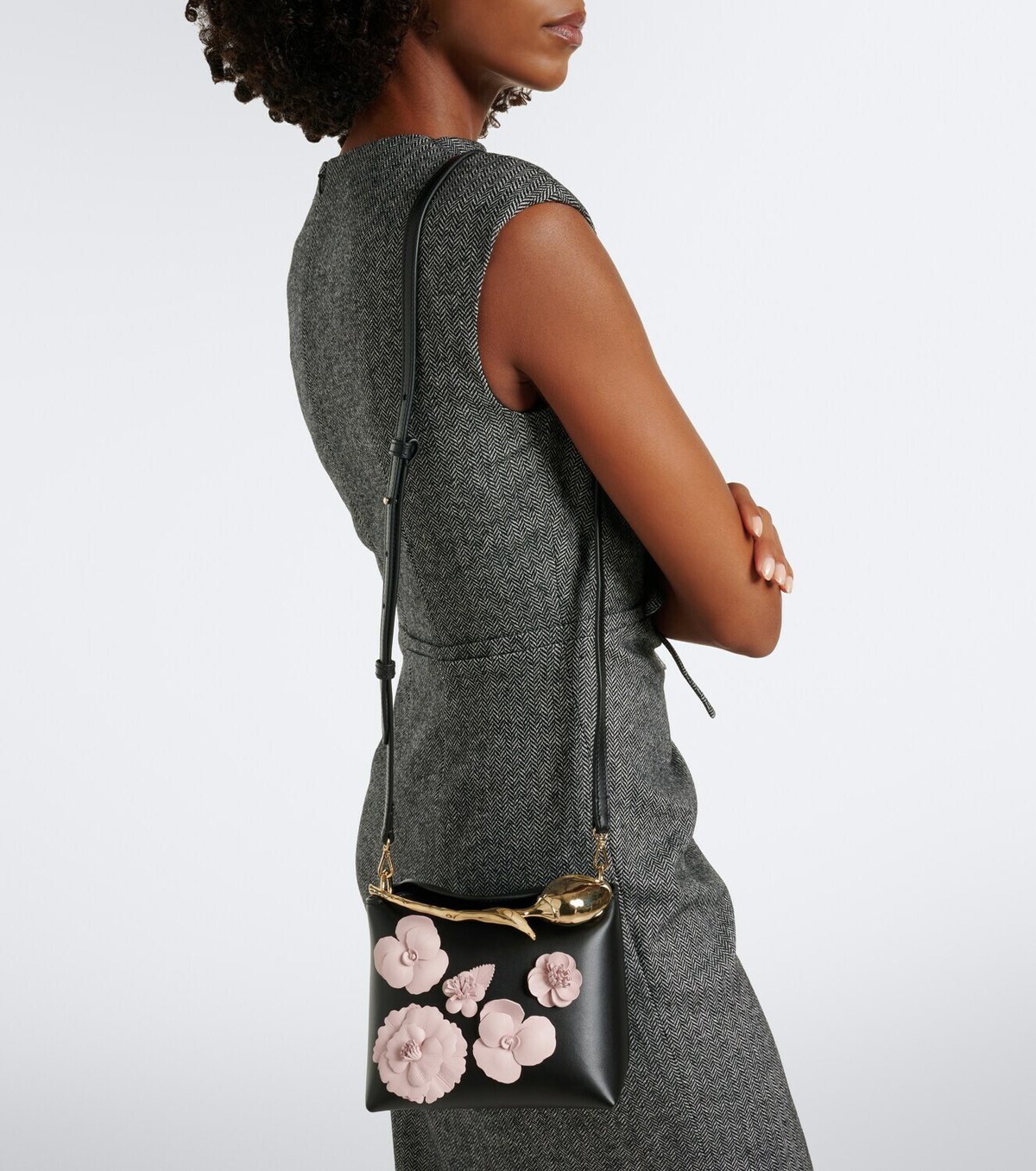 Erdem Bloom Mini appliqué leather top-handle bag