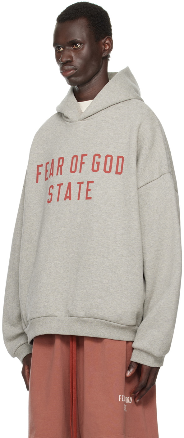 Fear of God ESSENTIALS Gray Printed Logo Hoodie