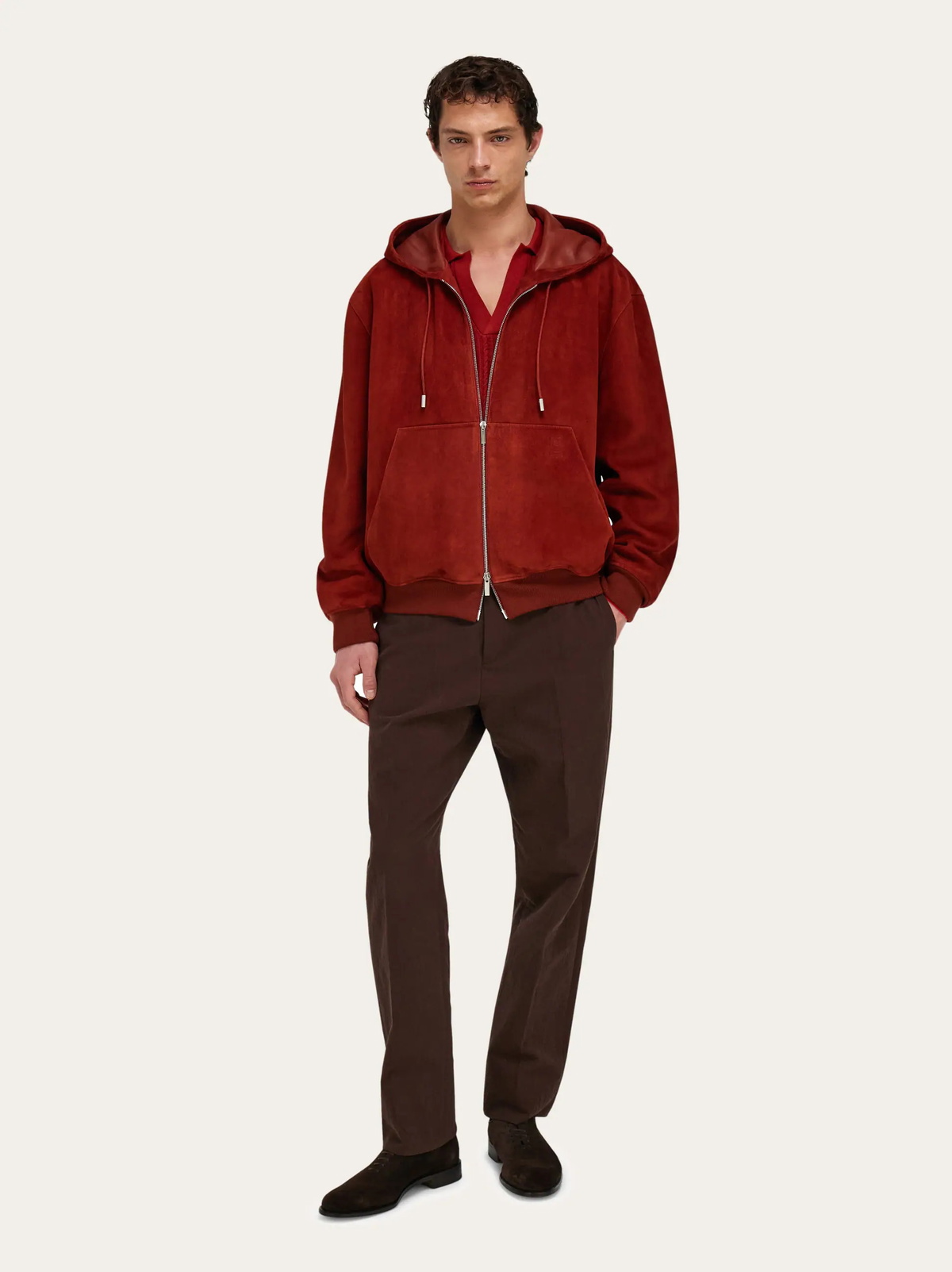Ferragamo Mens Suede blouson in Red