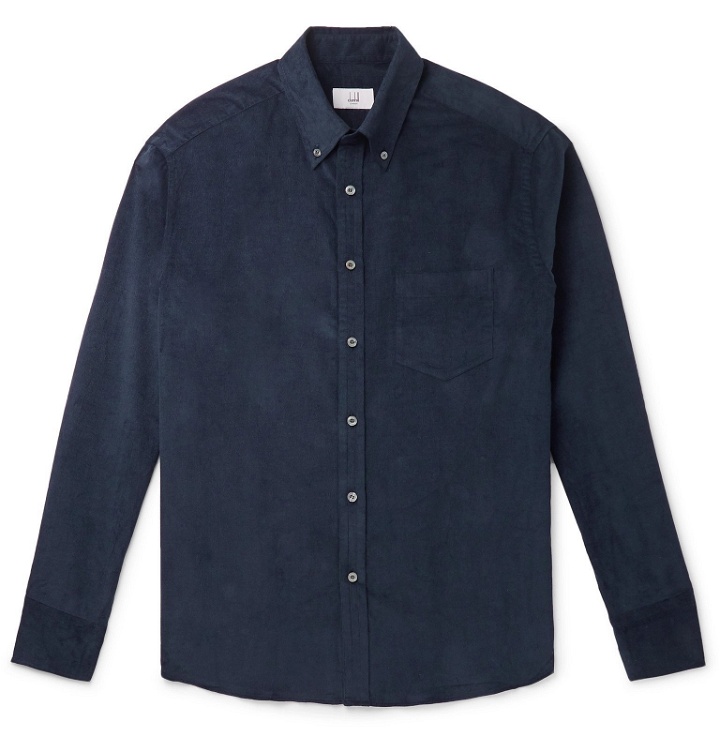 Photo: Dunhill - Button-Down Collar Cotton-Corduroy Shirt - Blue
