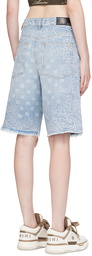 AMIRI Blue Banana Jacquard Skater Denim Shorts