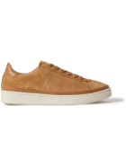 Mulo - Leather-Trimmed Waxed-Suede Sneakers - Brown