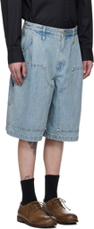 WOOYOUNGMI Blue Paneled Denim Shorts