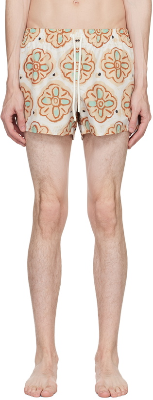 Photo: COMMAS Beige Painted Flower Swim Shorts