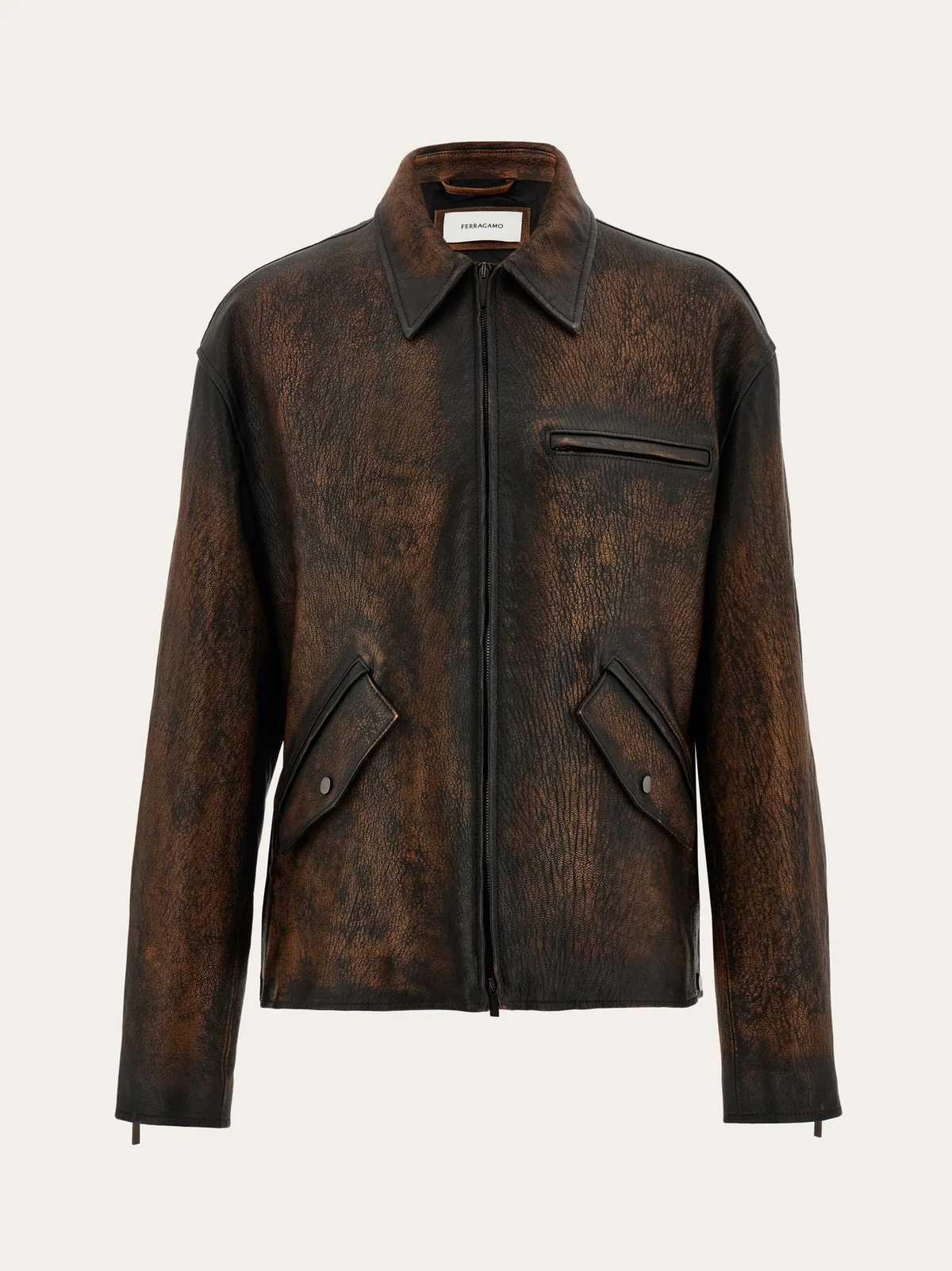 Ferragamo Mens Leather jacket in Brown