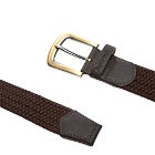 Barbour Men's Stretch Webbing Leather Belt in Dark Brown