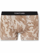 TOM FORD - Camouflage-Print Stretch-Cotton Boxer Briefs - Brown