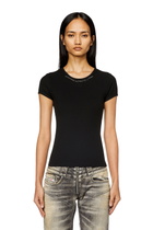 Diesel Ribbed-jersey top with chain necklace - T-Shirts Womens in Black