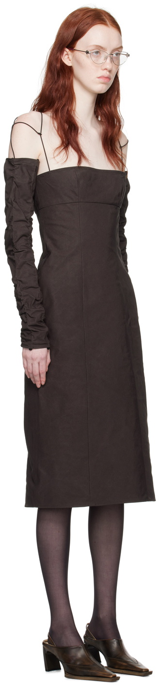 Elena Velez Brown Straight Midi Dress