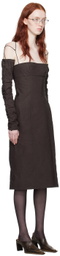 Elena Velez Brown Straight Midi Dress