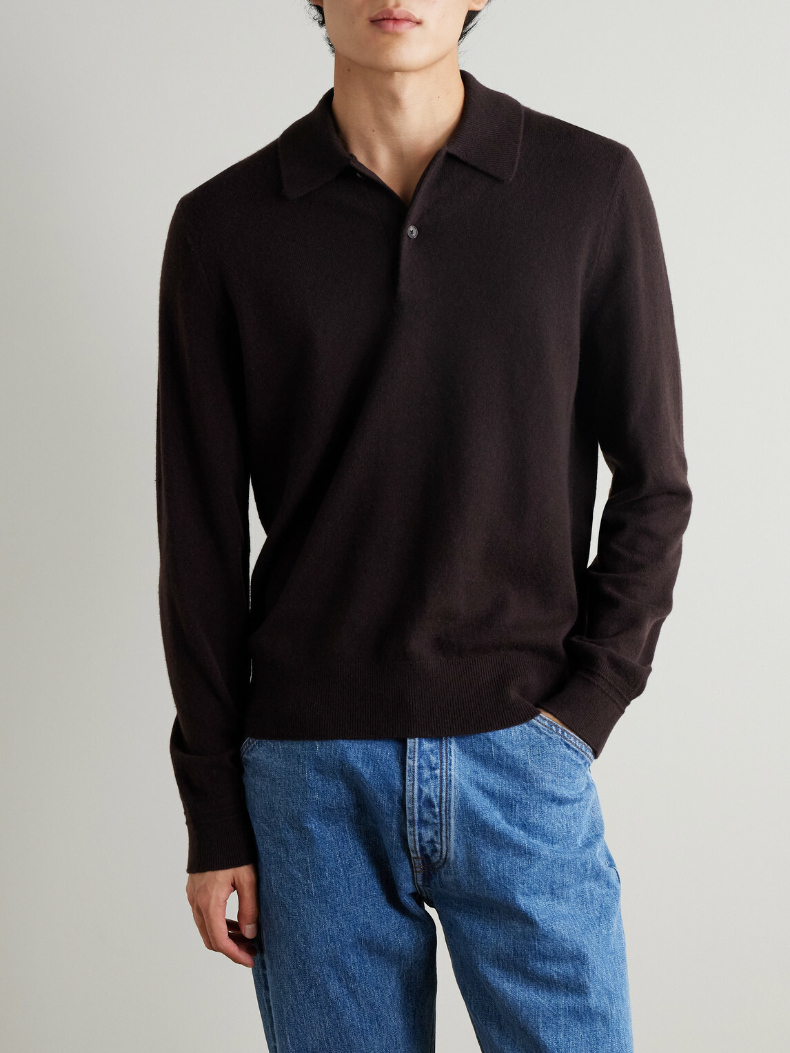 Mr P. - Cliff Cashmere Polo Shirt - Brown