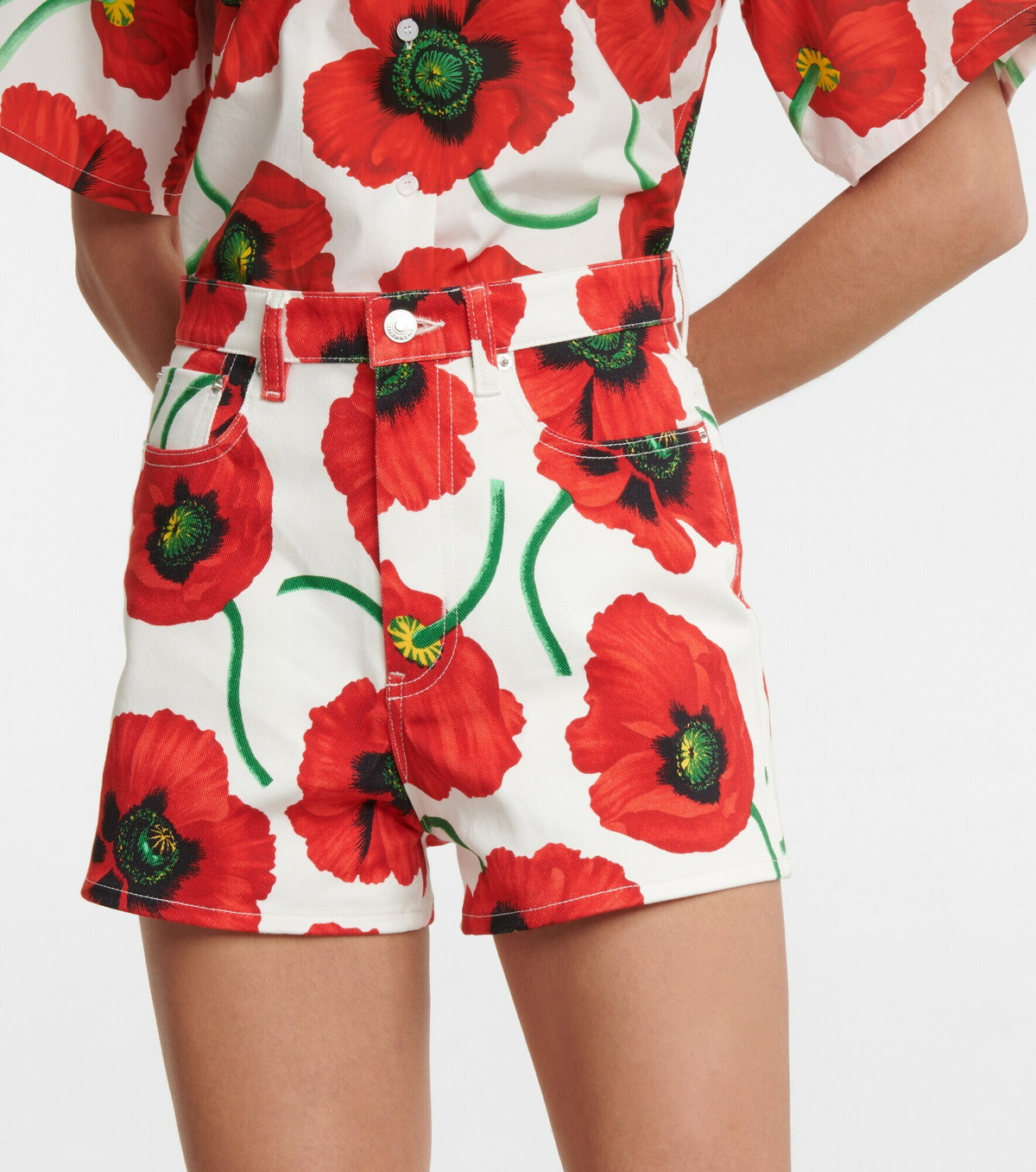 Kenzo - Floral high-rise cotton denim shorts
