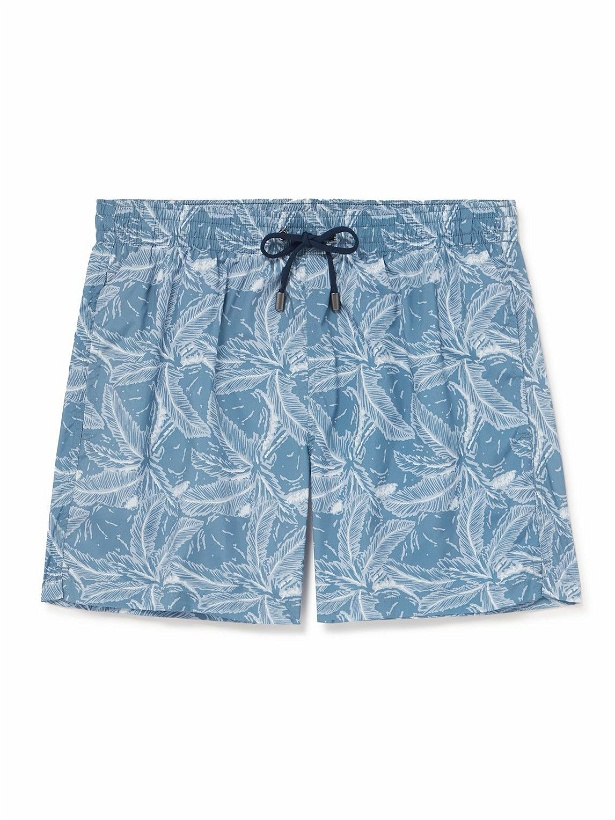 Photo: Canali - Straight-Leg Mid-Length Printed Swim Shorts - Blue