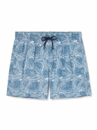 Canali - Straight-Leg Mid-Length Printed Swim Shorts - Blue