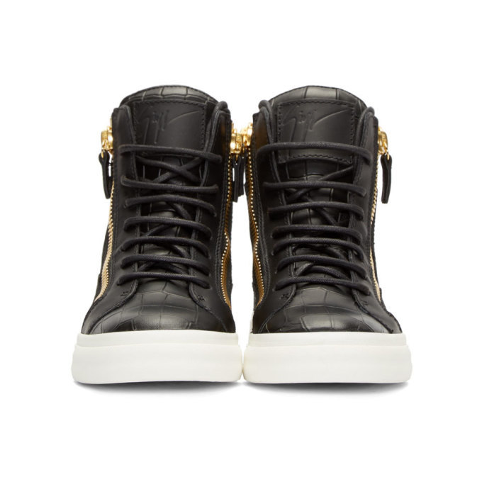 Giuseppe Zanotti Black Croc-Embossed London High-Top  display picture 3