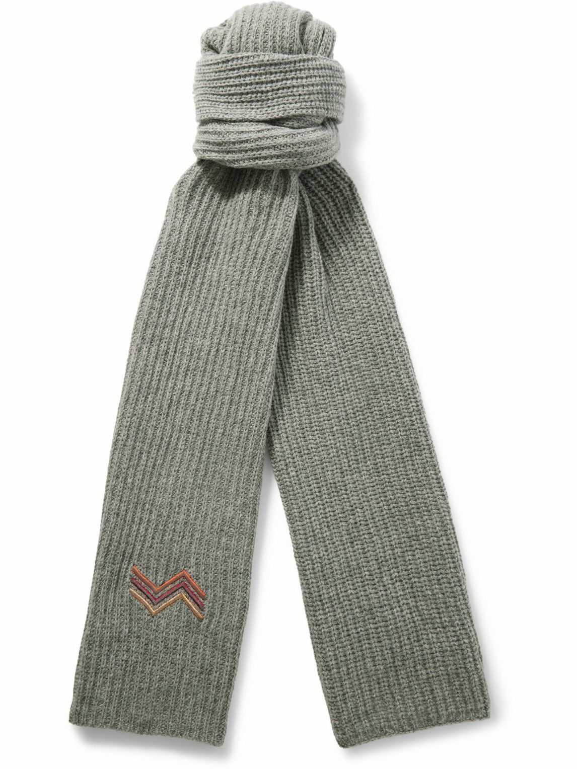 Missoni - Logo-Embroidered Ribbed Wool Scarf