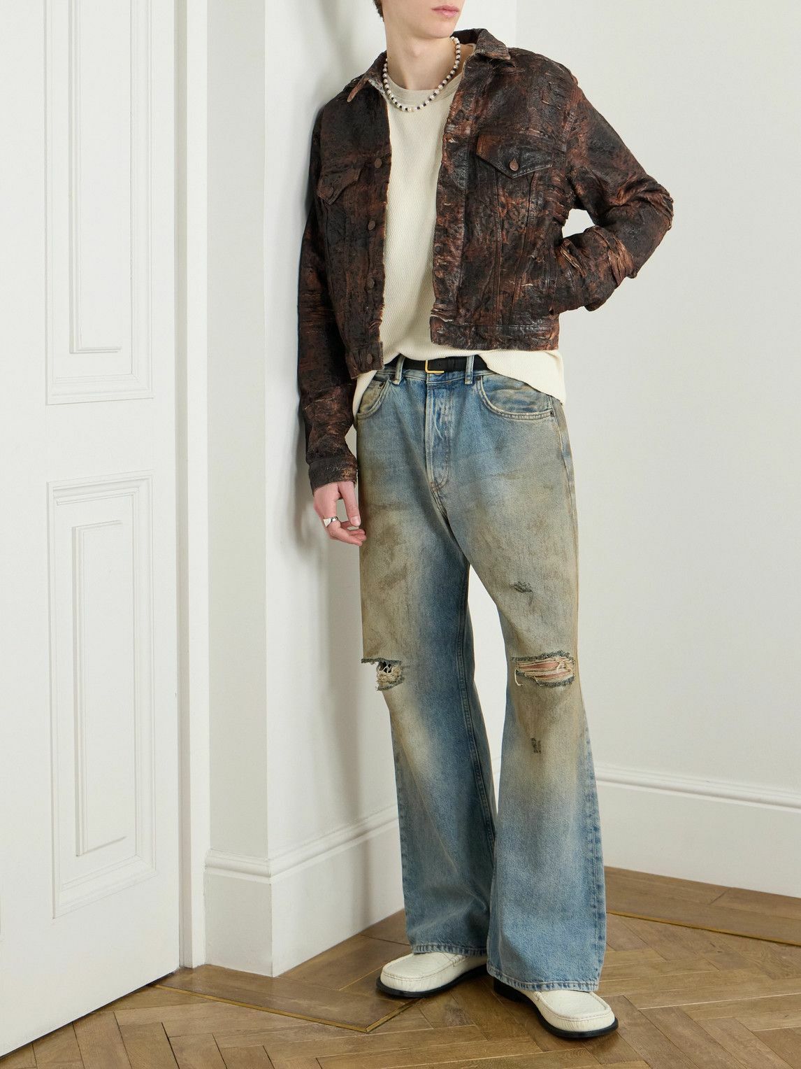 Acne Studios ブラウンオーバーサイズジャケット Acne Studios - レザーボンバージャケット - コニャックブラウン