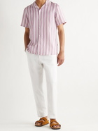 NN07 - Miyagi Camp-Collar Striped TENCEL and Linen-Blend Shirt - Pink