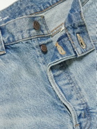 CELINE - Straight-Leg Frayed Denim Bermuda Shorts - Blue