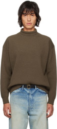 AURALEE Brown Super Fine Wool Turtleneck