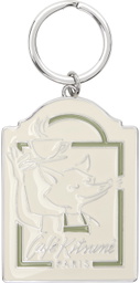 Maison Kitsuné Silver & Off-White 'Café Kitsuné' Fox Keychain