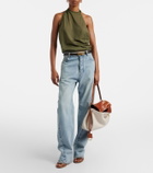 Balenciaga Rodeo Medium leather-trimmed canvas top-handle bag