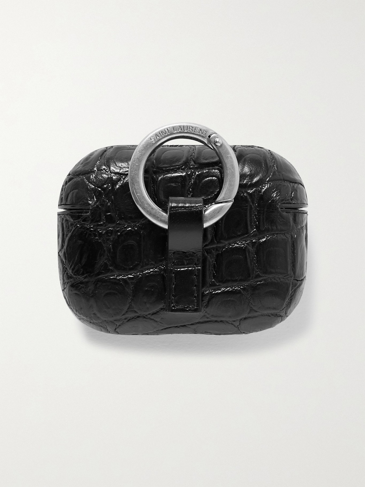 SAINT LAURENT - Logo-Print Croc-Effect Leather AirPods Pro Case