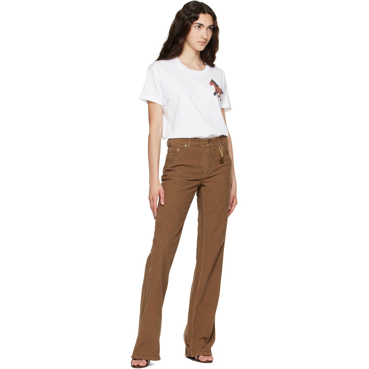Stella McCartney White Watercolour Horse Cotton T-shirt