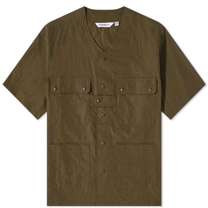 Photo: Uniform Bridge Men's Short Sleeve Nylon Shirt in Olive Green