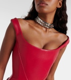 Versace Draped leather corset minidress