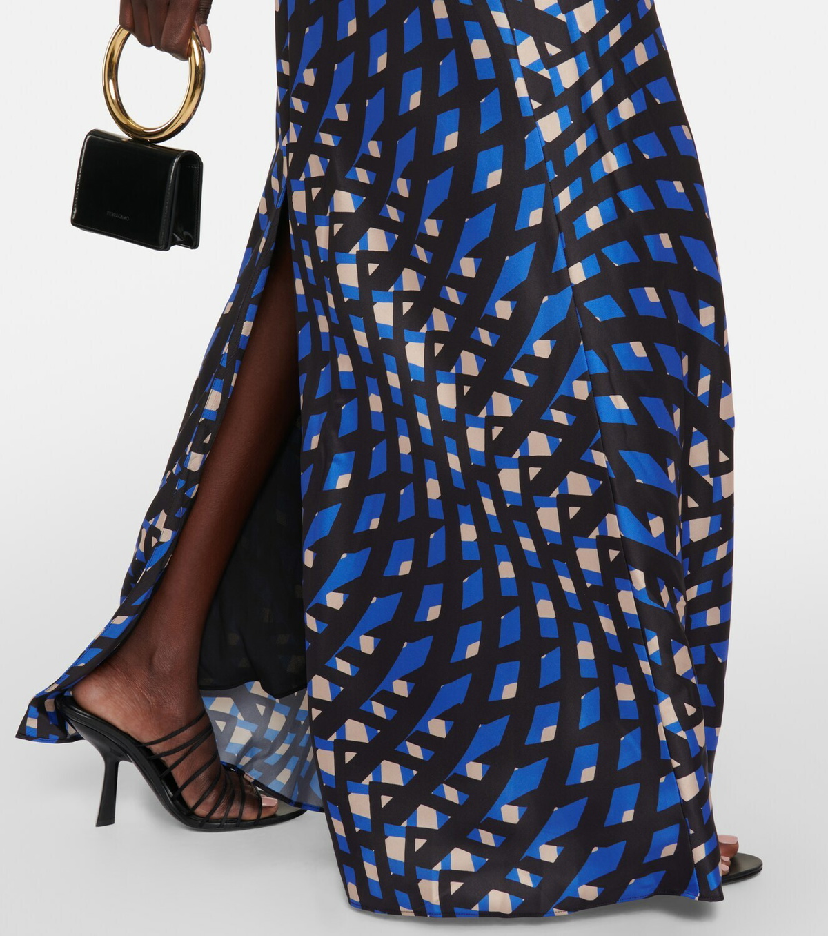 Staud Cubism printed halterneck satin maxi dress Staud