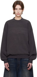 Alexander Wang Gray Logo-Embossed Ribbed Sweater